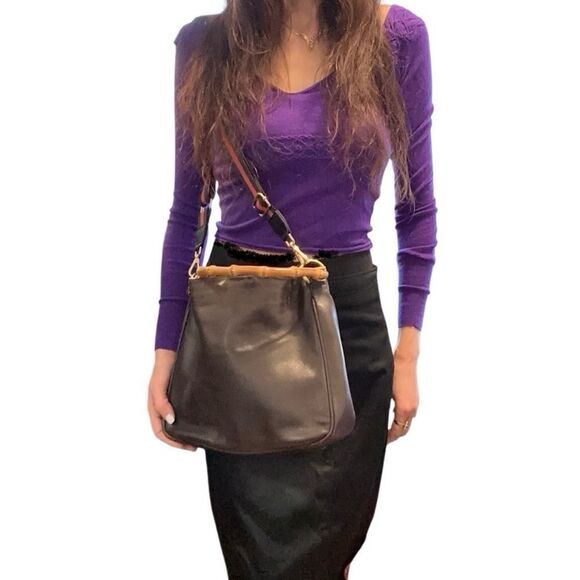 Gucci leather bag with bamboo handles - Picture 2 of 14